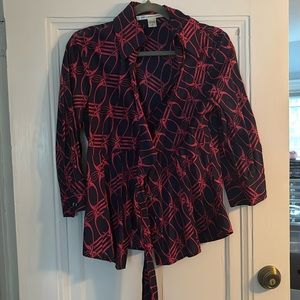 EUC Diane Von Furstrnberg Wrap Shirt Sz 12